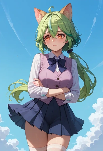 genshin impact,sucrose_(genshin_impact),spring,student uniform,vest  - AI generated anime art