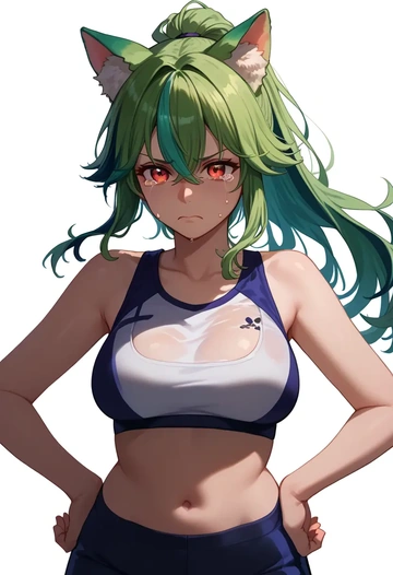 genshin impact,sucrose_(genshin_impact),sports crop,high-waisted shorts  - AI generated anime art