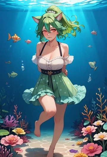 genshin impact,sucrose_(genshin_impact),silk slip dress,polka dots  - AI generated anime art