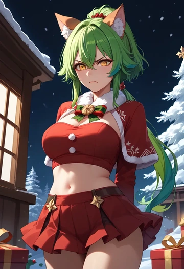 genshin impact,sucrose_(genshin_impact),Christmas,skirt  - AI generated anime art