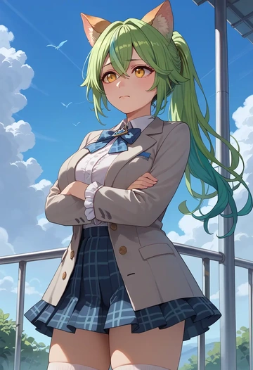 genshin impact,sucrose_(genshin_impact),spring,student uniform,blazer  - AI generated anime art