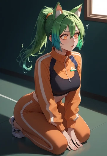 genshin impact,sucrose_(genshin_impact),athletic,track suit  - AI generated anime art