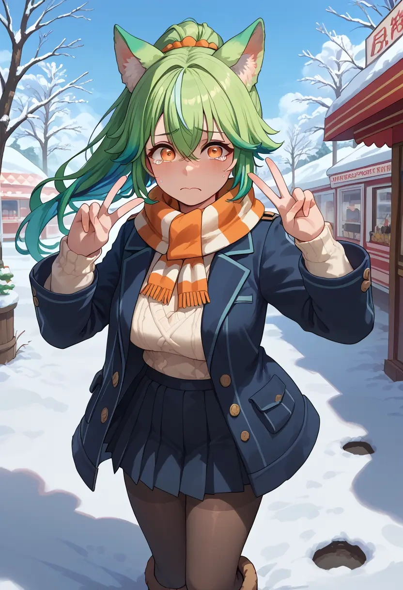 genshin impact,sucrose_(genshin_impact),winter,student uniform,puffer coat  - 