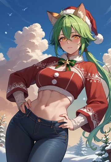 genshin impact,sucrose_(genshin_impact),Christmas  - AI generated anime art