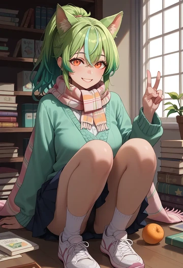 genshin impact,sucrose_(genshin_impact),spring,student uniform,knit sweater  - AI generated anime art