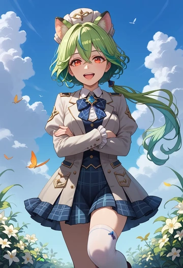 genshin impact,sucrose_(genshin_impact),spring,student uniform,blazer  - AI generated anime art