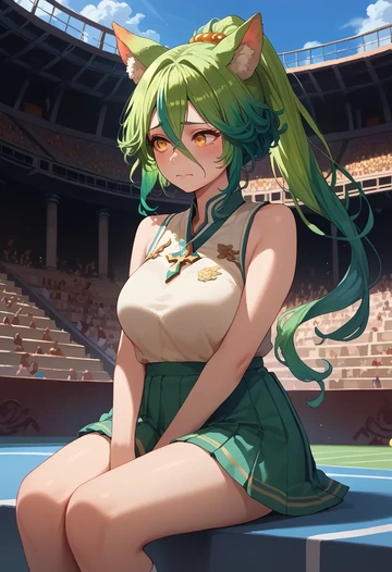 genshin impact,sucrose_(genshin_impact),tennis dress,visor,trainers  - AI generated anime art