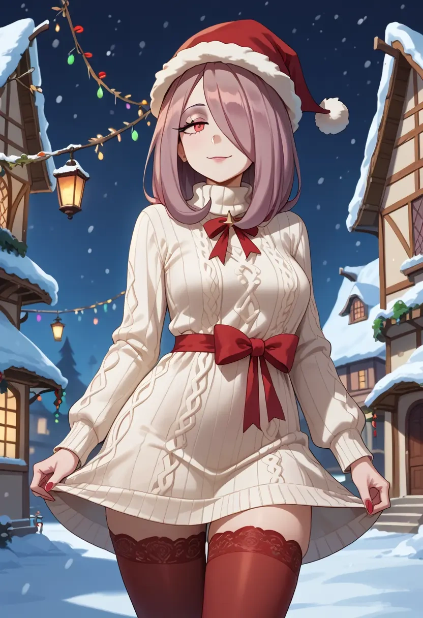 little_witch_academia,sucy_manbavaran,Christmas,sweater dress,stockings  - 