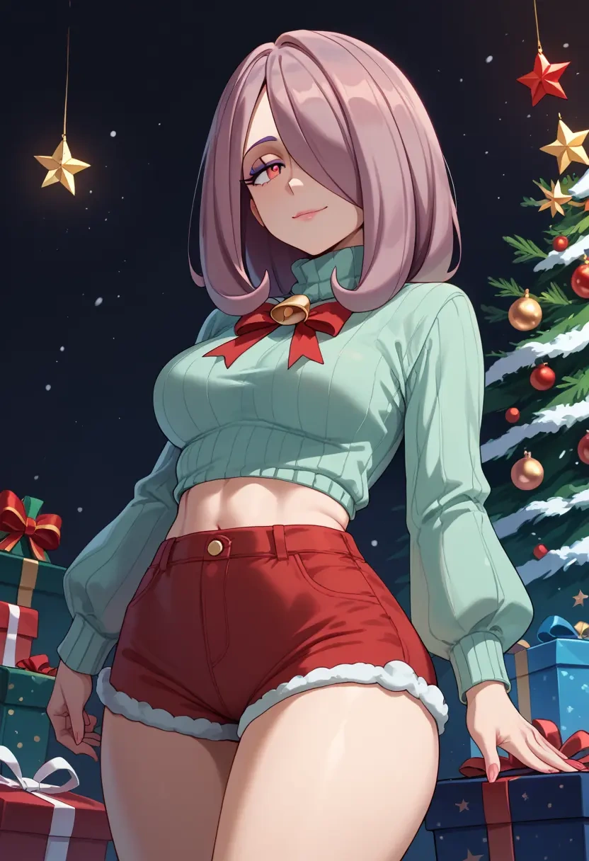 little_witch_academia,sucy_manbavaran,Christmas,red velvet shorts,turtleneck sweater  - 