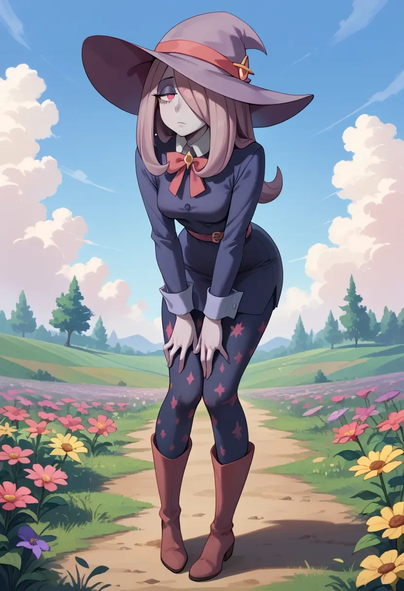 little_witch_academia,sucy_manbavaran,shirt dress,belted,stockings  - 