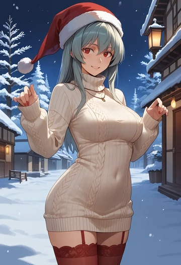 rozen_maiden,suigintou,Christmas,sweater dress,stockings  - AI generated anime art