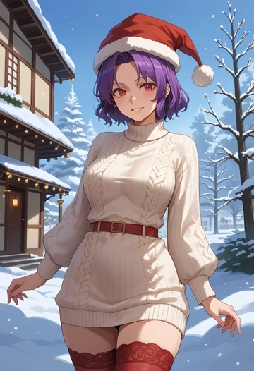 touhou,sukuna_shinmyoumaru,Christmas,sweater dress,stockings  - AI generated anime art