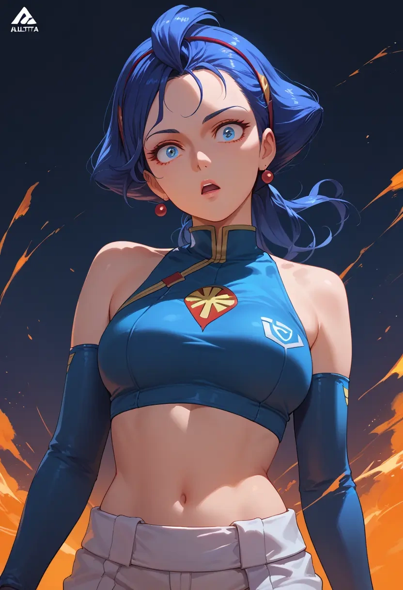 gundam,suletta_mercury,crop top,athletic shorts  - 