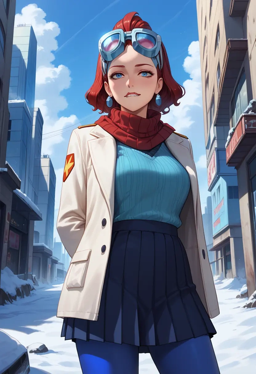 gundam,suletta_mercury,winter,student uniform,puffer jacket  - 