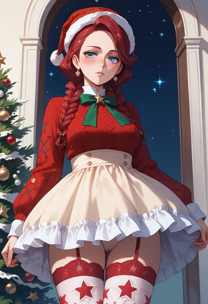 gundam,suletta_mercury,Christmas,sweater dress,stockings  - 