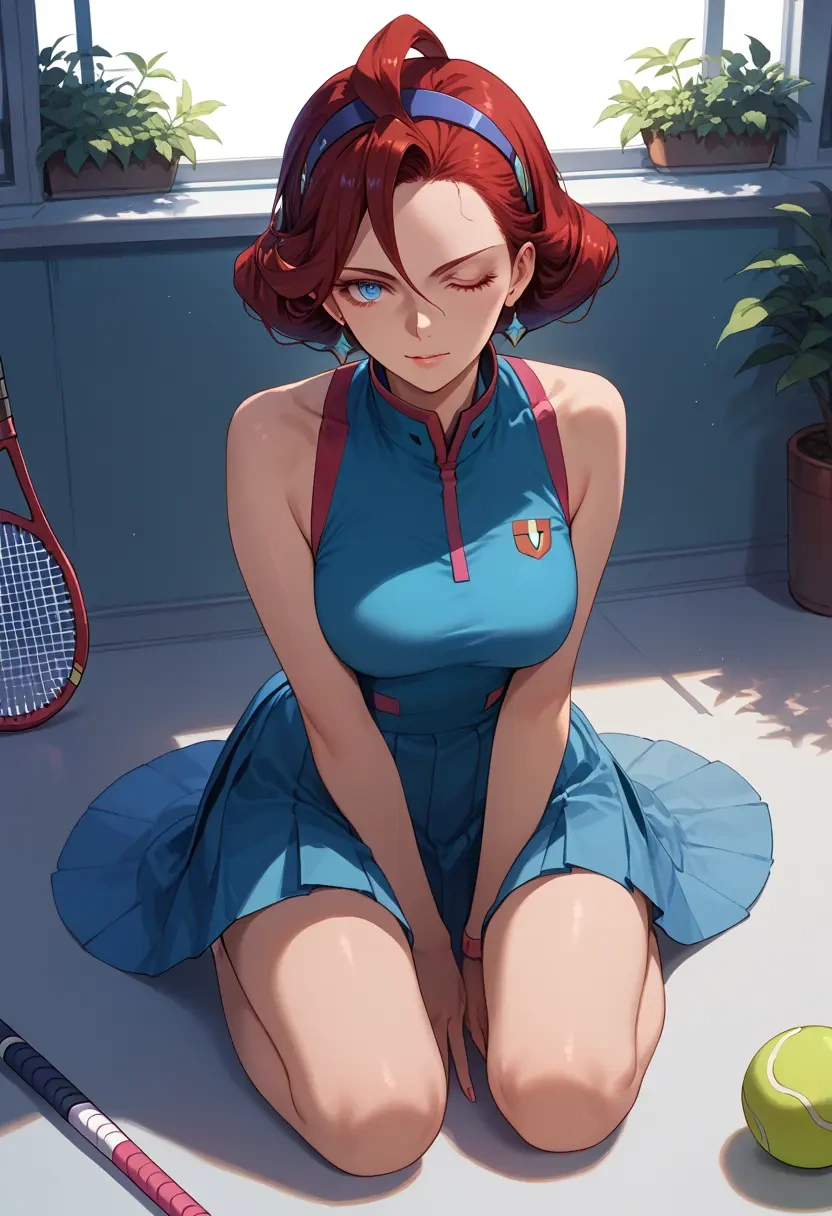 gundam,suletta_mercury,tennis dress,visor,trainers  - 