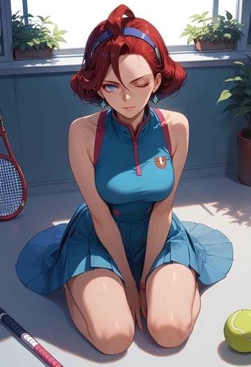 gundam,suletta_mercury,tennis dress,visor,trainers  - AI generated anime art