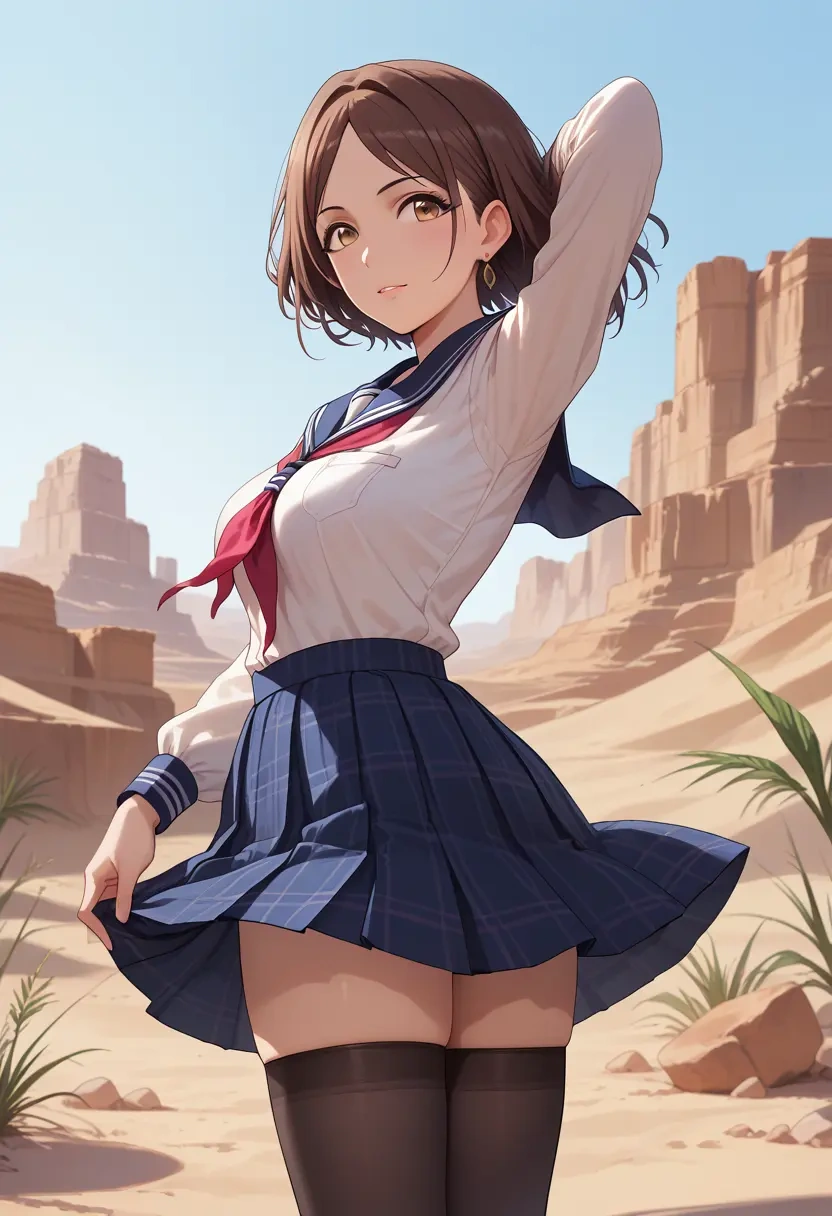 idolmaster,sunazuka_akira,jk uniform, stockings  - 