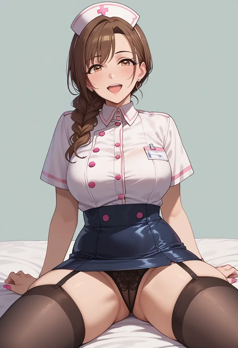 idolmaster,sunazuka_akira,nurse pantyhose,mini skirt, sexy  - 