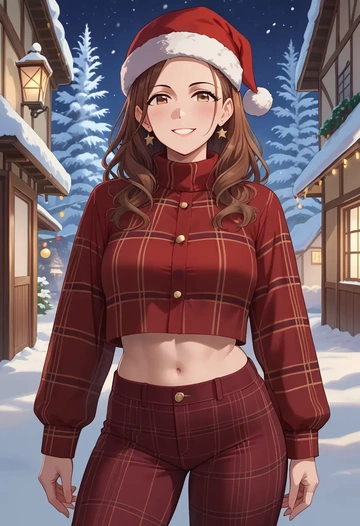 idolmaster,sunazuka_akira,Christmas,plaid trousers  - AI generated anime art