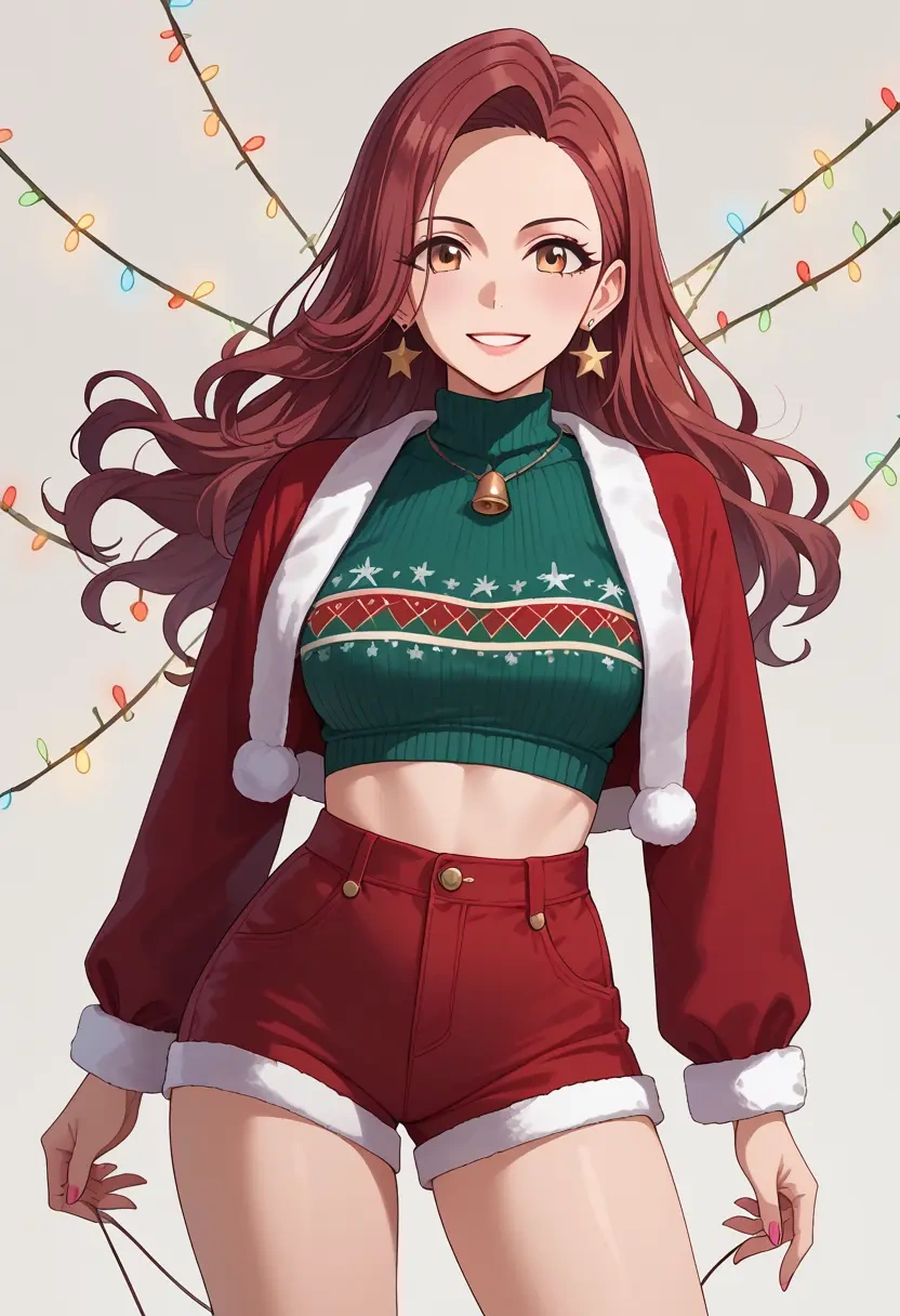 idolmaster,sunazuka_akira,Christmas,red velvet shorts  - 