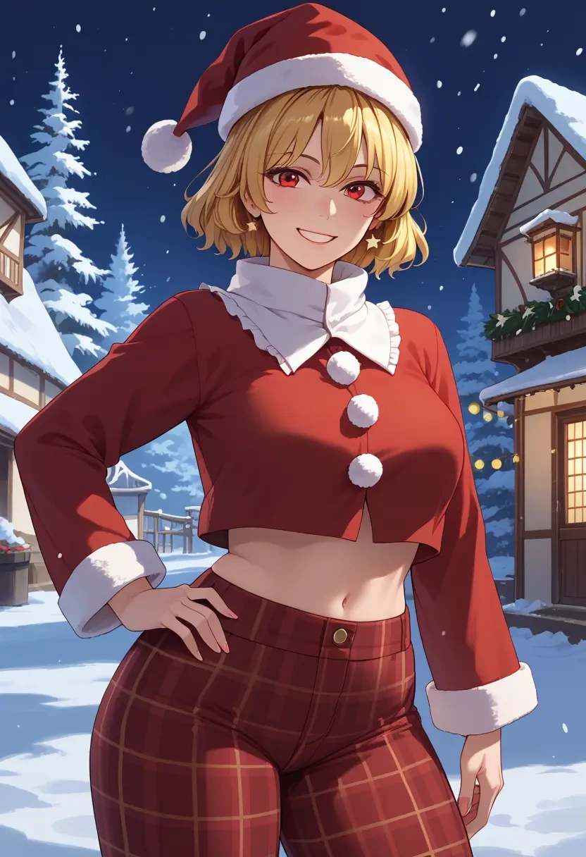 touhou,sunny_milk,Christmas,plaid trousers  - 