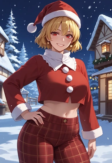 touhou,sunny_milk,Christmas,plaid trousers  - AI generated anime art