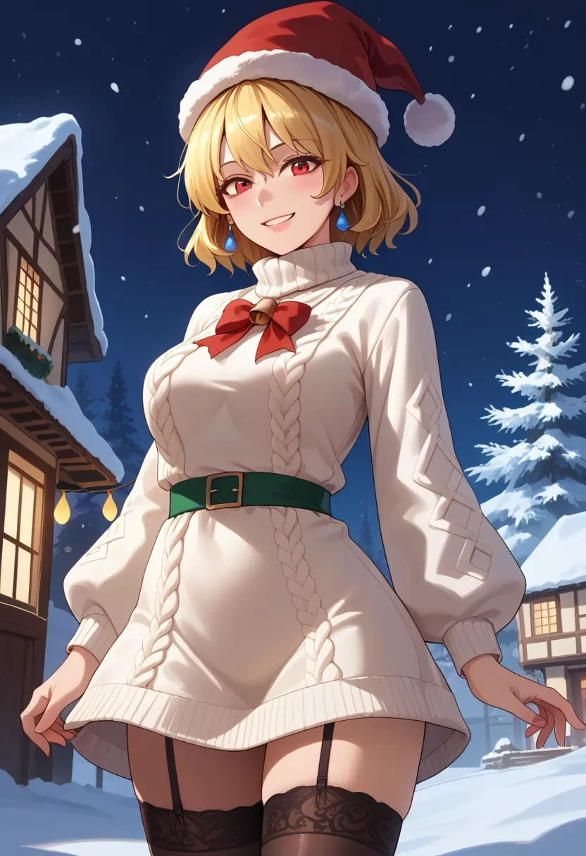 touhou,sunny_milk,Christmas,sweater dress,stockings  - 