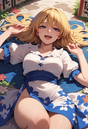 touhou,sunny_milk,floral graffiti blouse,dolphin shorts  - AI generated anime art