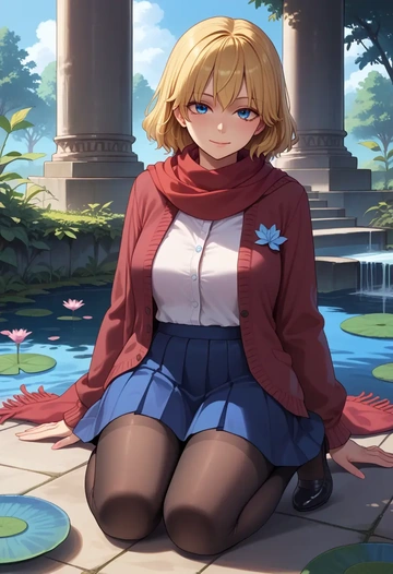 touhou,sunny_milk,winter,student uniform,cardigan  - AI generated anime art