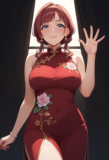 idolmaster,suou_momoko,qipao  - AI generated anime art