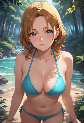 idolmaster,suou_momoko,bikini,rainbow-colored,sexy  - AI generated anime art