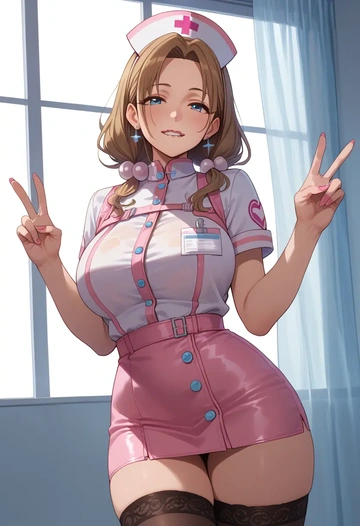 idolmaster,suou_momoko,nurse pantyhose,mini skirt, sexy  - AI generated anime art