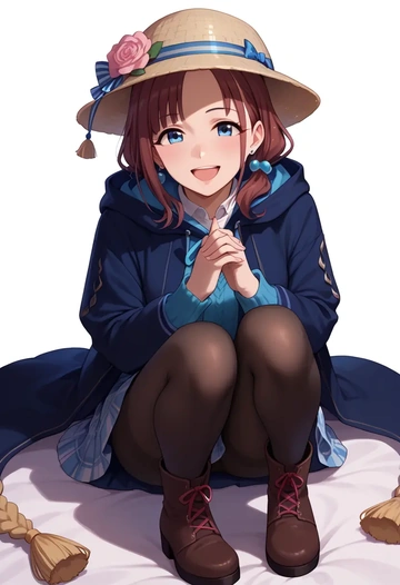 idolmaster,suou_momoko,winter,student uniform,hooded coat  - AI generated anime art