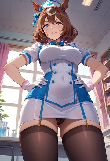 umamusume,super_creek_(umamusume),nurse pantyhose,mini skirt, sexy  - AI generated anime art