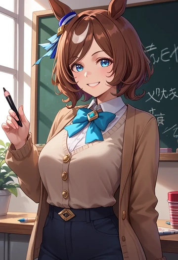 umamusume,super_creek_(umamusume),teacher, sweater  - AI generated anime art