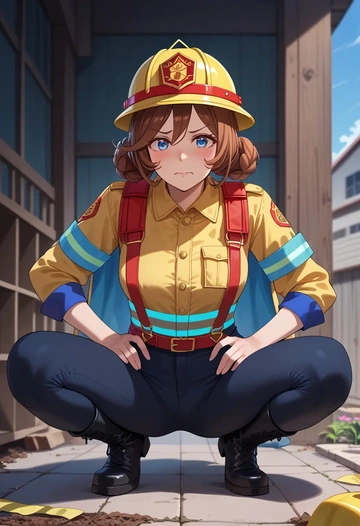 umamusume,super_creek_(umamusume),firefighter  - AI generated anime art