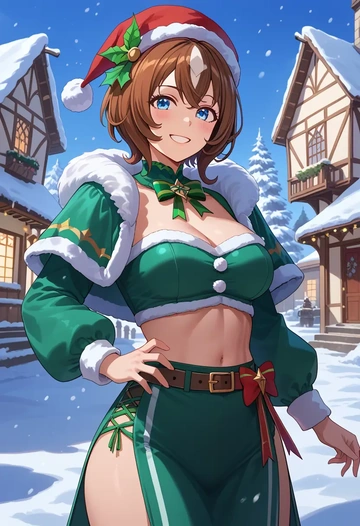 umamusume,super_creek_(umamusume),Christmas,dress  - AI generated anime art