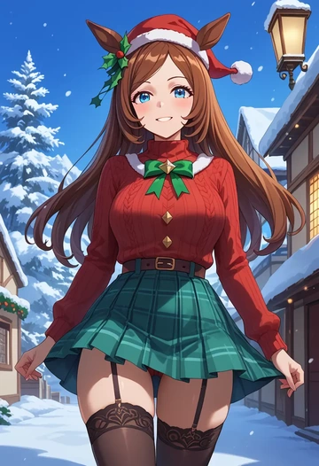 umamusume,super_creek_(umamusume),sweater,stockings,Thigh garters  - AI generated anime art