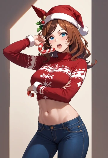 umamusume,super_creek_(umamusume),Christmas  - AI generated anime art