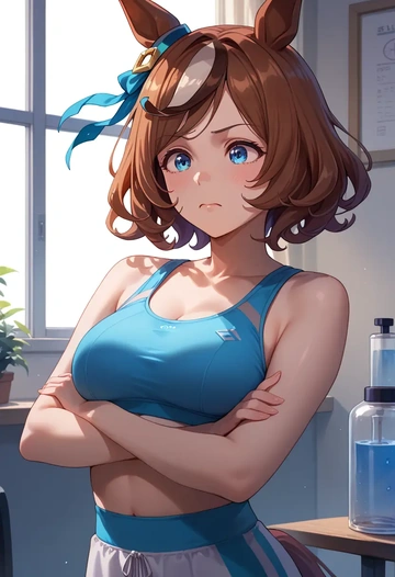 umamusume,super_creek_(umamusume),sports bra,wide-leg joggers  - AI generated anime art