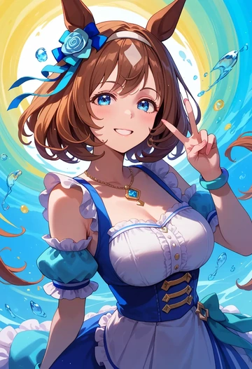 umamusume,super_creek_(umamusume),abstract art blouse,dolphin shorts  - AI generated anime art