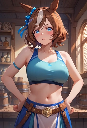 umamusume,super_creek_(umamusume),sports bra,wide-leg joggers  - AI generated anime art