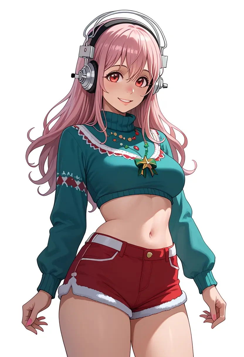 nitroplus,super_sonico,Christmas,red velvet shorts  - 