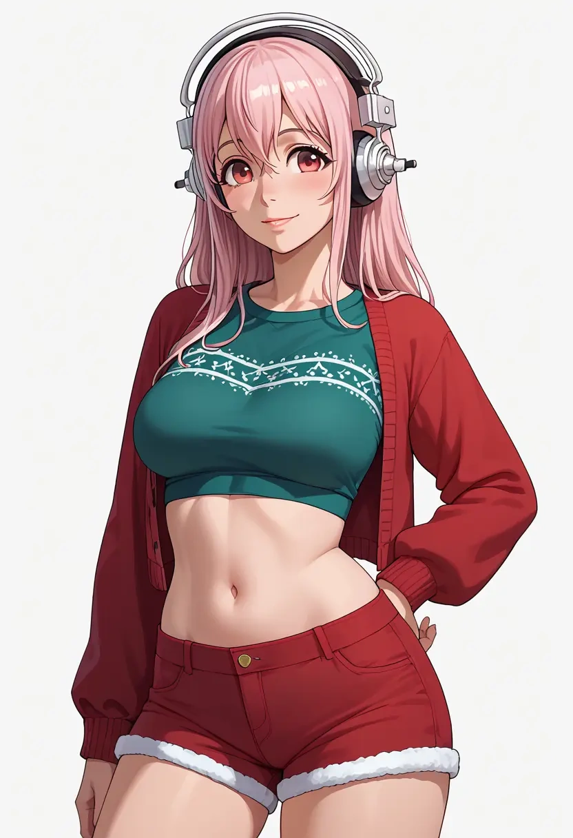 nitroplus,super_sonico,Christmas,red velvet shorts  - 