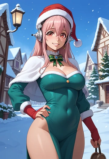 nitroplus,super_sonico,Christmas,dress  - AI generated anime art