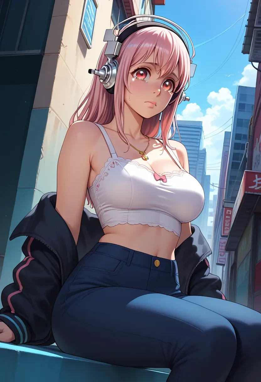 nitroplus,super_sonico,pants,wide-leg,strappy top  - 