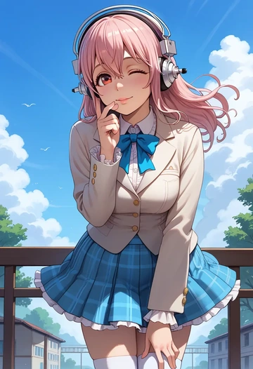 nitroplus,super_sonico,spring,student uniform,blazer  - AI generated anime art