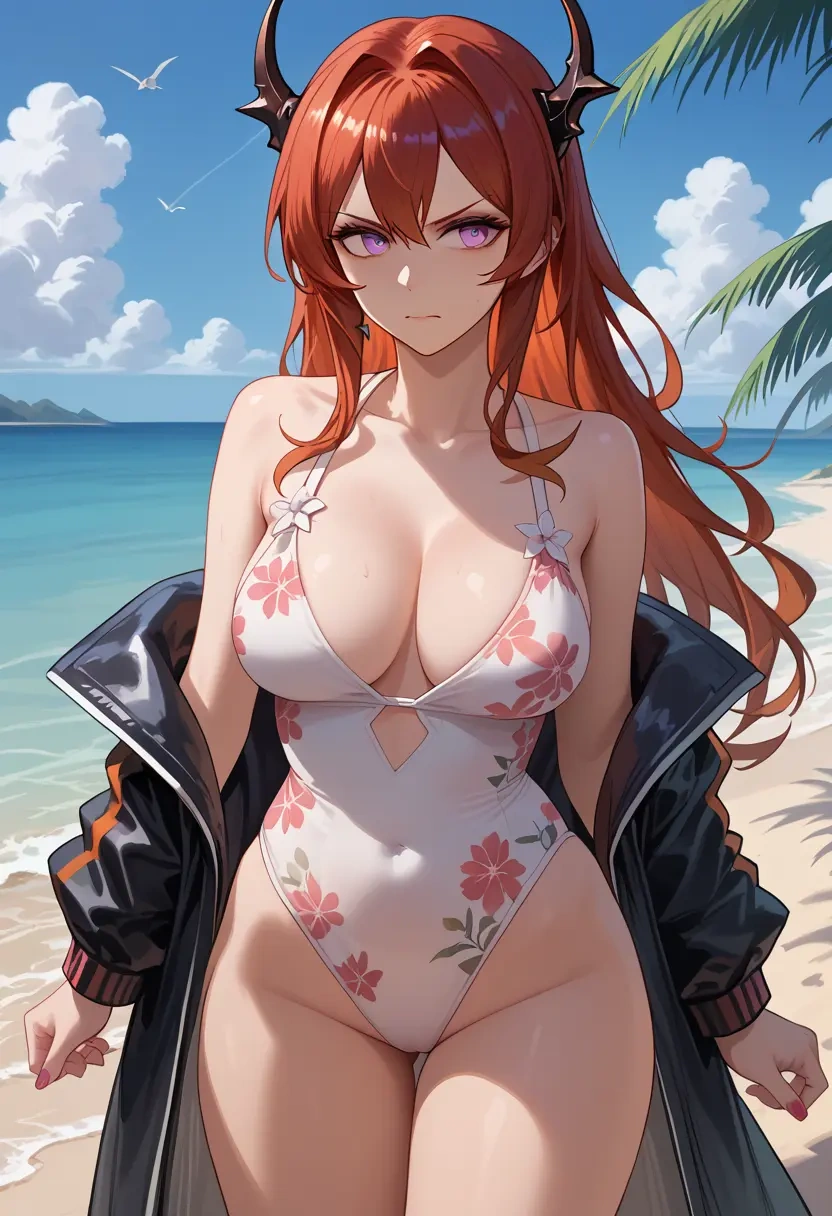 arknights,surtr_(arknights),swimsuit,floral print  - 