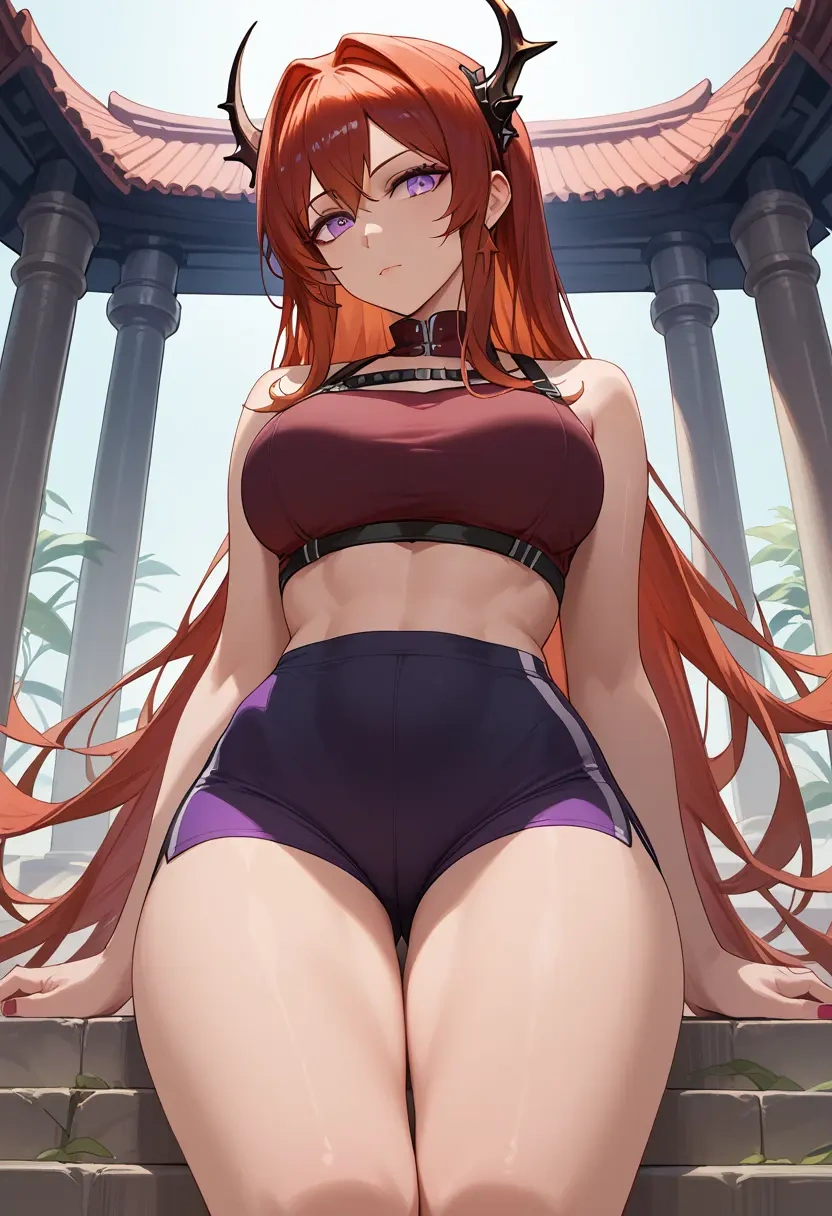 arknights,surtr_(arknights),yoga shorts  - 